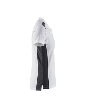 Damen Polo Shirt Weiß-Grau Rechts