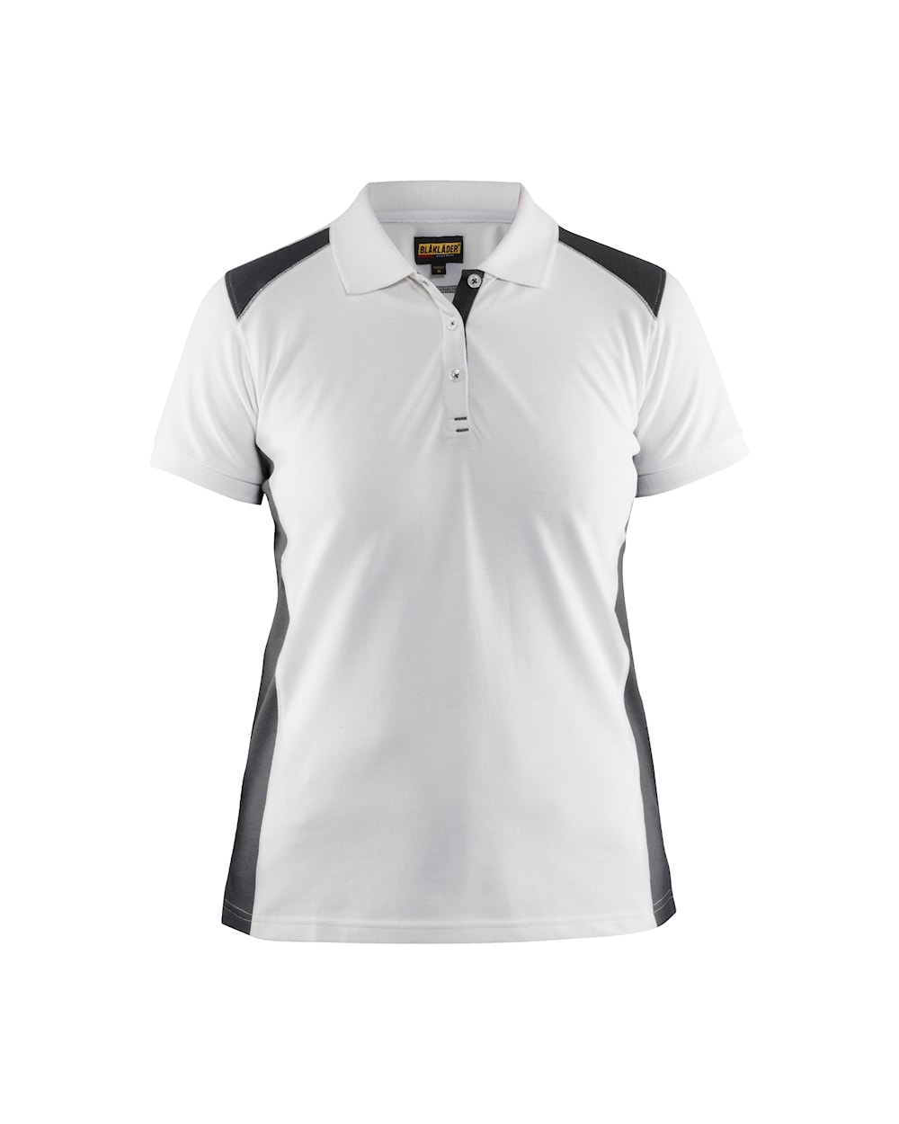 Damen Polo Shirt Weiß-Grau Vorne