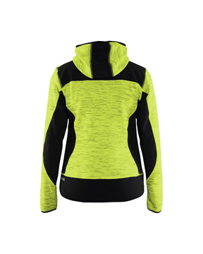 Damen Strickjacke in High vis Gelb-Schwarz