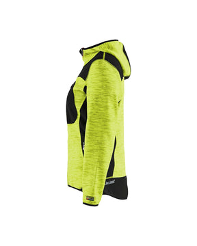 Damen Strickjacke in High vis Gelb-Schwarz