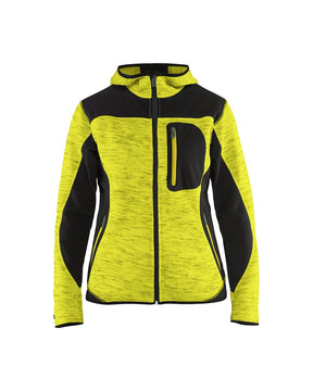 Damen Strickjacke High vis Gelb-Schwarz Vorne